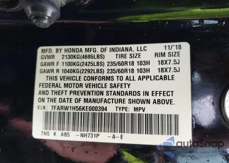 2019 Honda Cr-V Ex z USA, uszkodzony, nr VIN 7FARW1H56KE000394